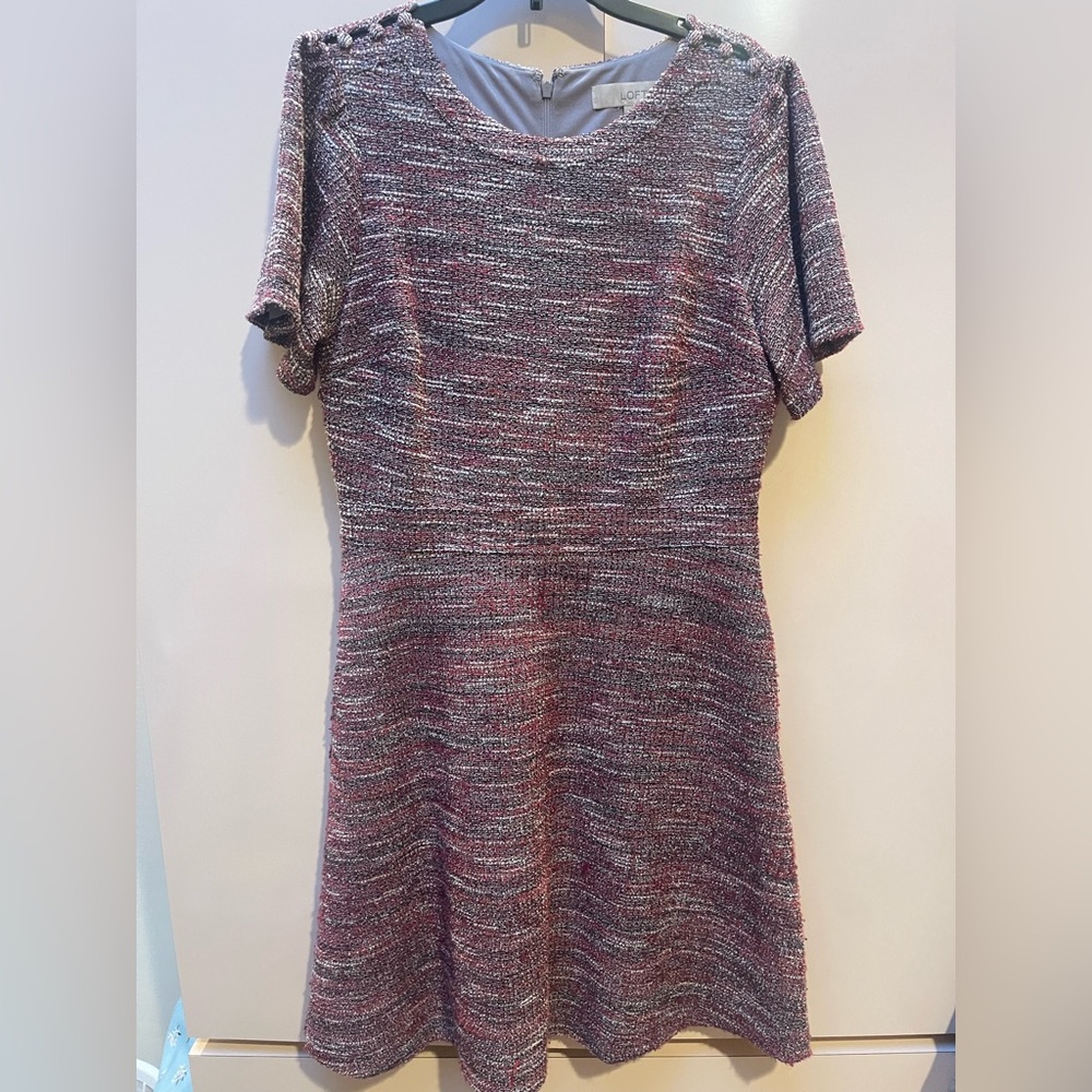 LOFT Elegant Multicolor Tweed Dress